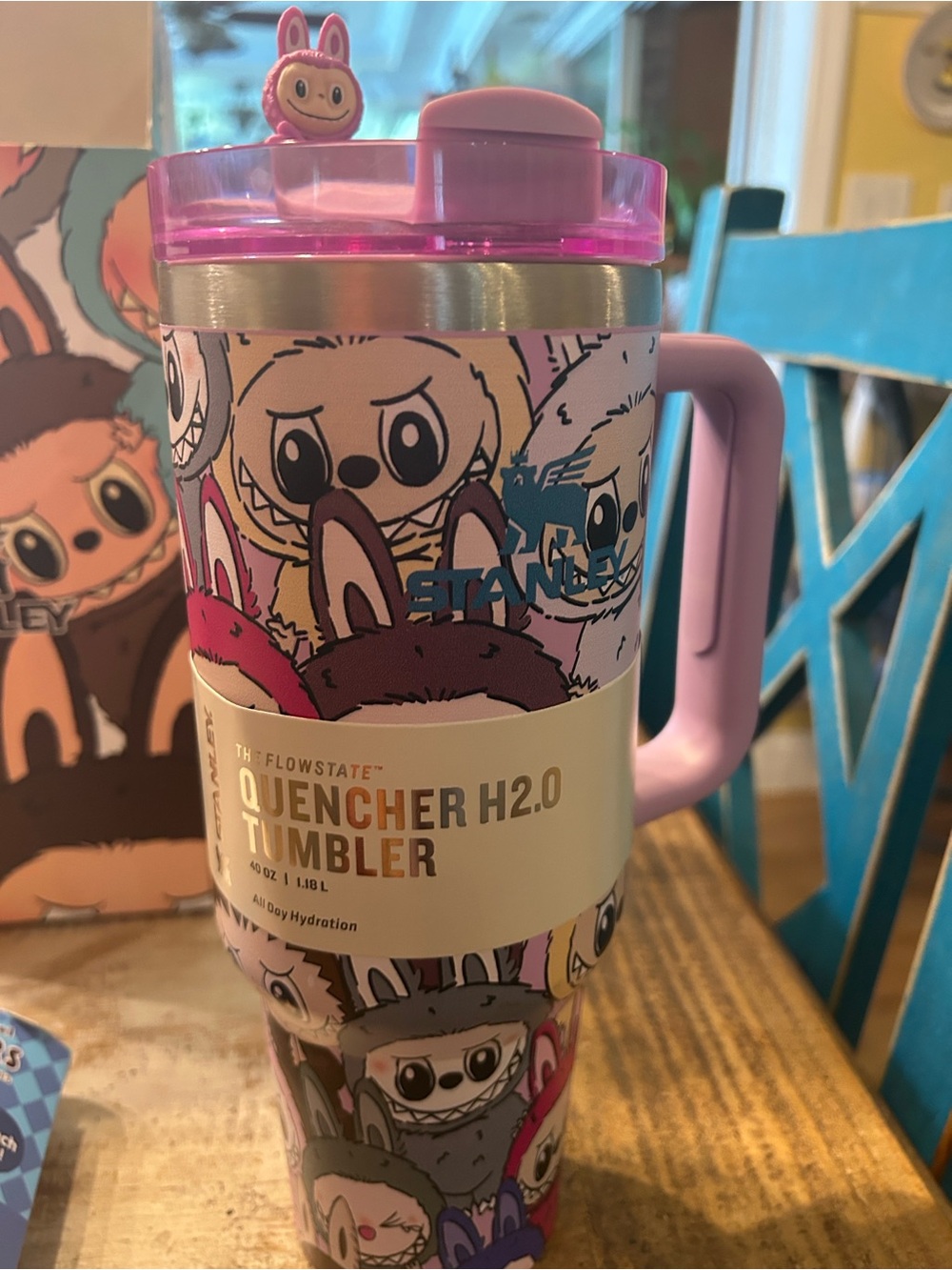 Stanley Quencher H2.0 Tumbler - Lavender/Pink Character Design/Labubu.